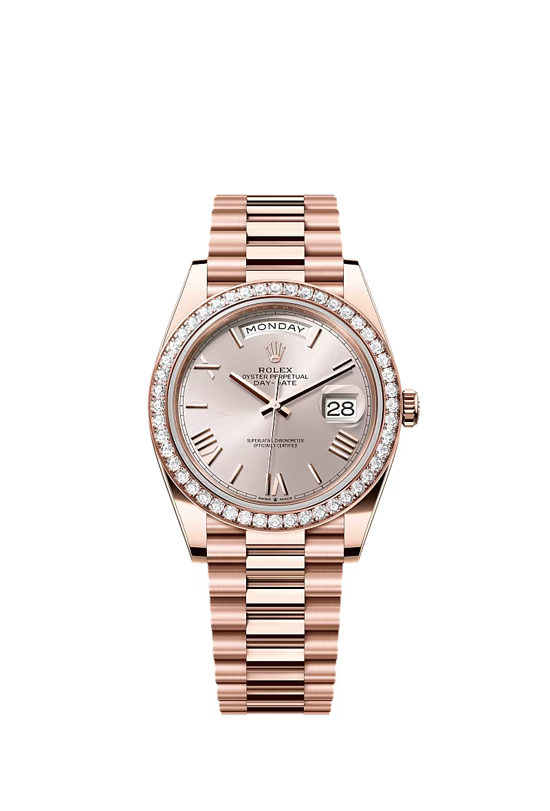 Men’s Rolex Day-Date 40 228345RBR Automatic Watch – Everose Gold & Diamonds - Zeuskicks