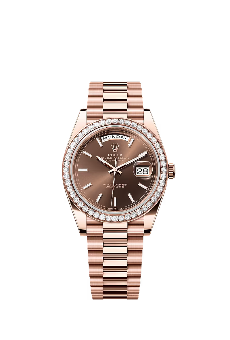 Men’s Rolex Day-Date 40 228345RBR Automatic Watch – Everose Gold & Diamonds - Zeuskicks
