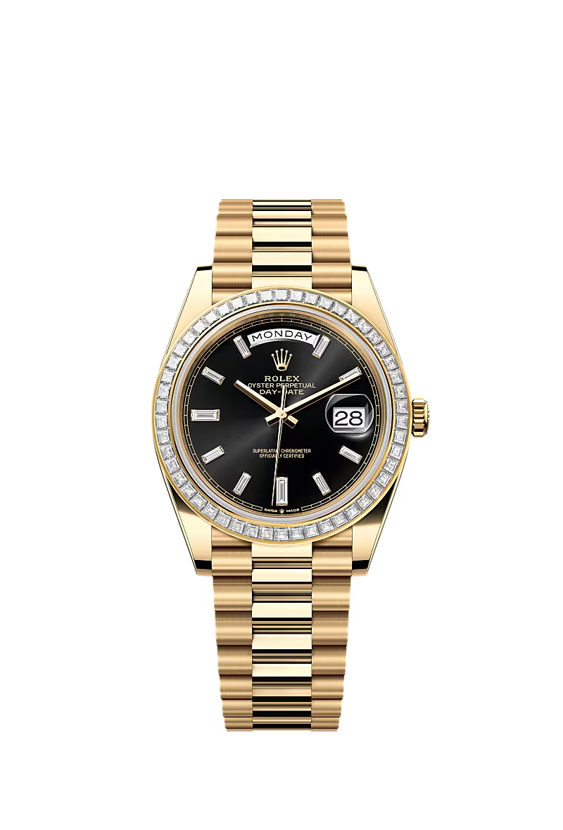 Men’s Rolex Day-Date 40 18K Yellow Gold Diamond Watch – Reference 228398TBR - Zeuskicks