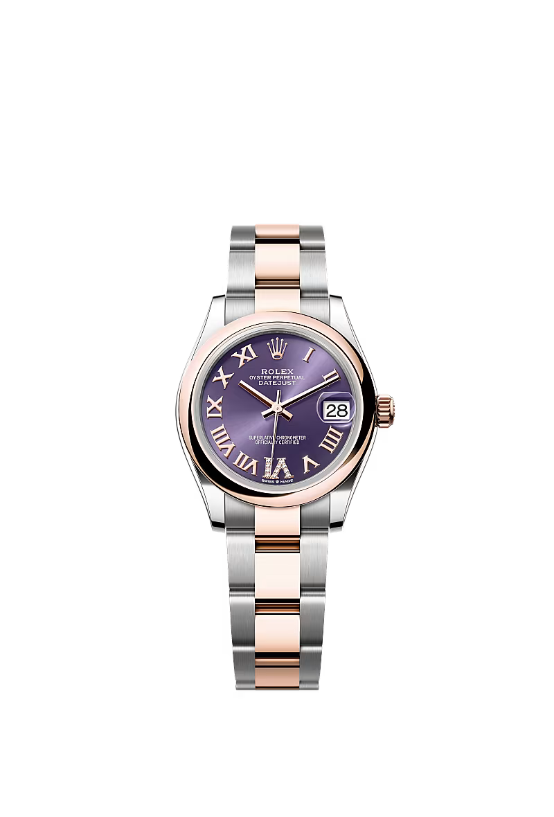 Women’s Datejust 31 Ref. 278241 – Everose Rolesor, Aubergine Diamond Dial, Oyster Bracelet