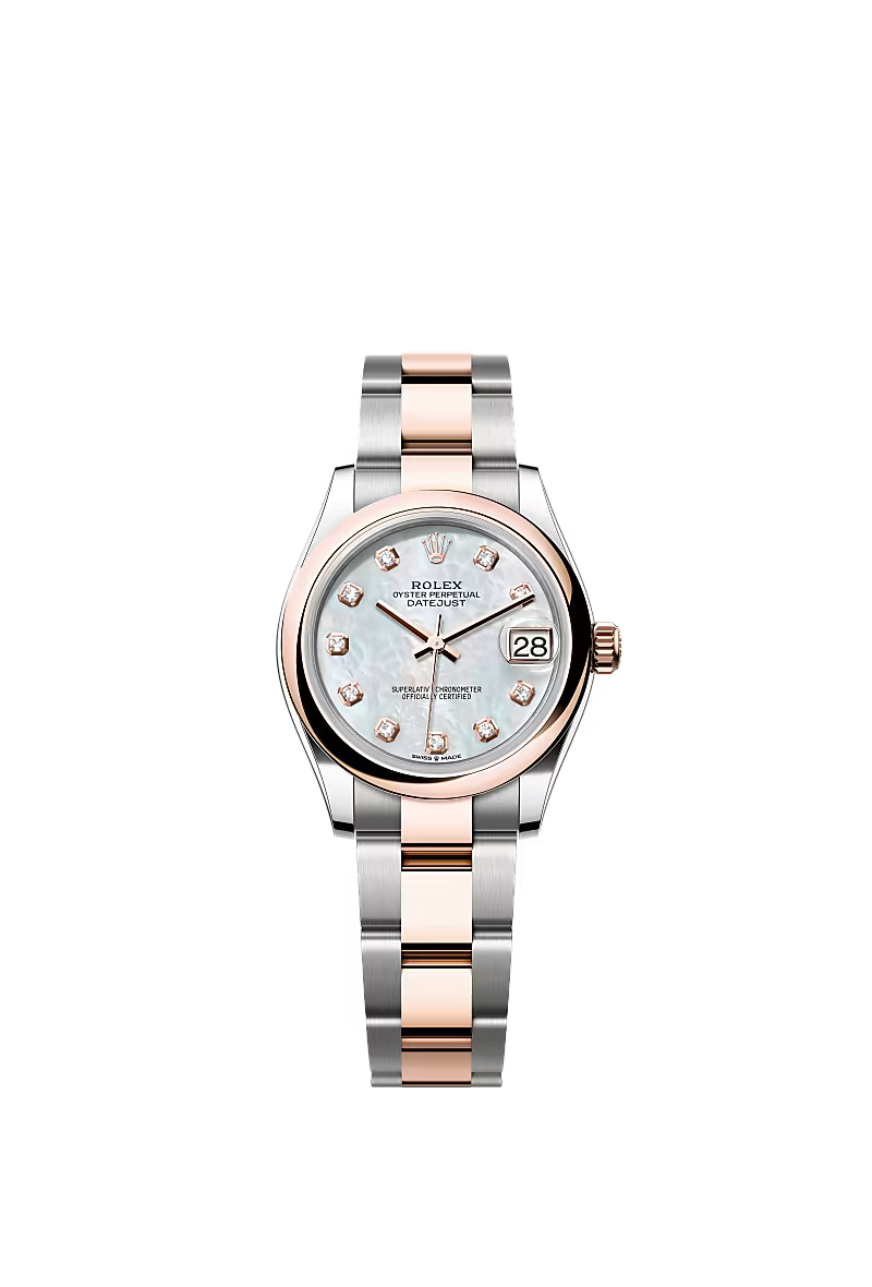 Women’s Datejust 31 Ref. 278241 – Everose Rolesor, White Mother-of-Pearl Diamond Dial, Oyster Bracelet