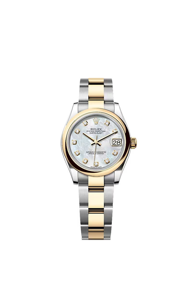 Women’s Rolex Datejust 31 Ref. 278243 – Yellow Rolesor, White Mother-of-Pearl Diamond Dial, Oyster Bracelet