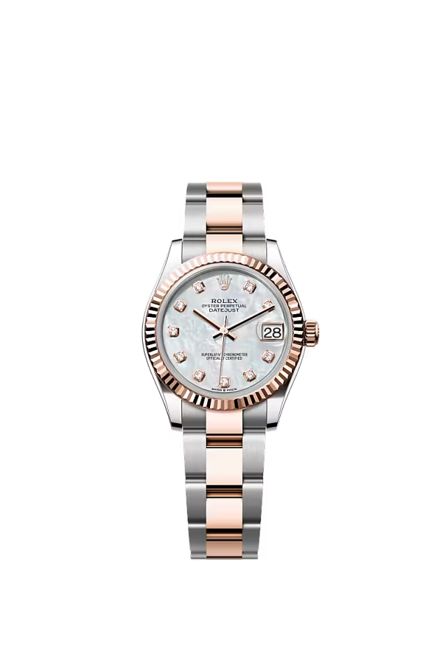 Women’s Rolex Datejust 31 278271 Oystersteel & Everose Gold Automatic Watch – White Mother-of-Pearl Dial with Diamonds