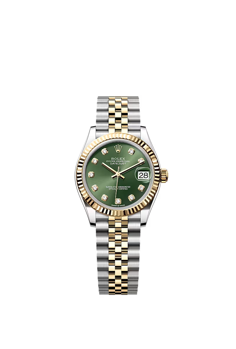 Women’s Rolex Datejust 31 Ref. 278273 – Yellow Rolesor, Olive Green Diamond Dial, Jubilee Bracelet