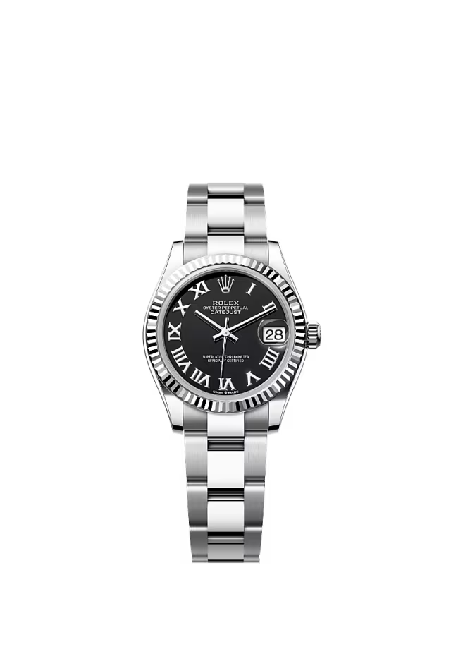 Women’s Rolex Datejust 31 31 mm Oystersteel & White Gold Bright Black Dial Watch with Oyster Bracelet - Zeuskicks