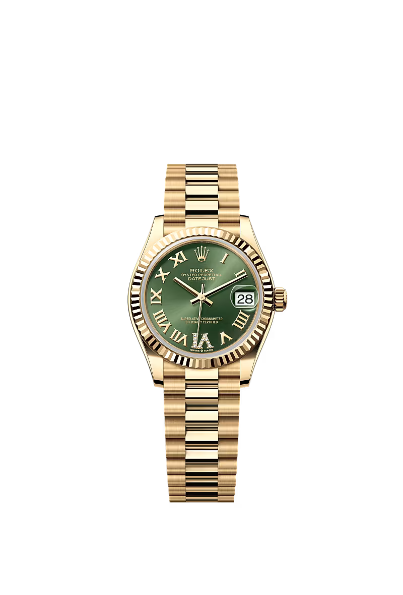 Women’s Rolex Datejust 31 278278 – Olive Green Diamond Dial, Yellow Gold