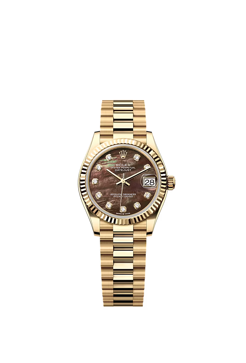 Women’s Rolex Datejust 31 278278 – Black Mother-of-Pearl Diamond Dial, Yellow Gold