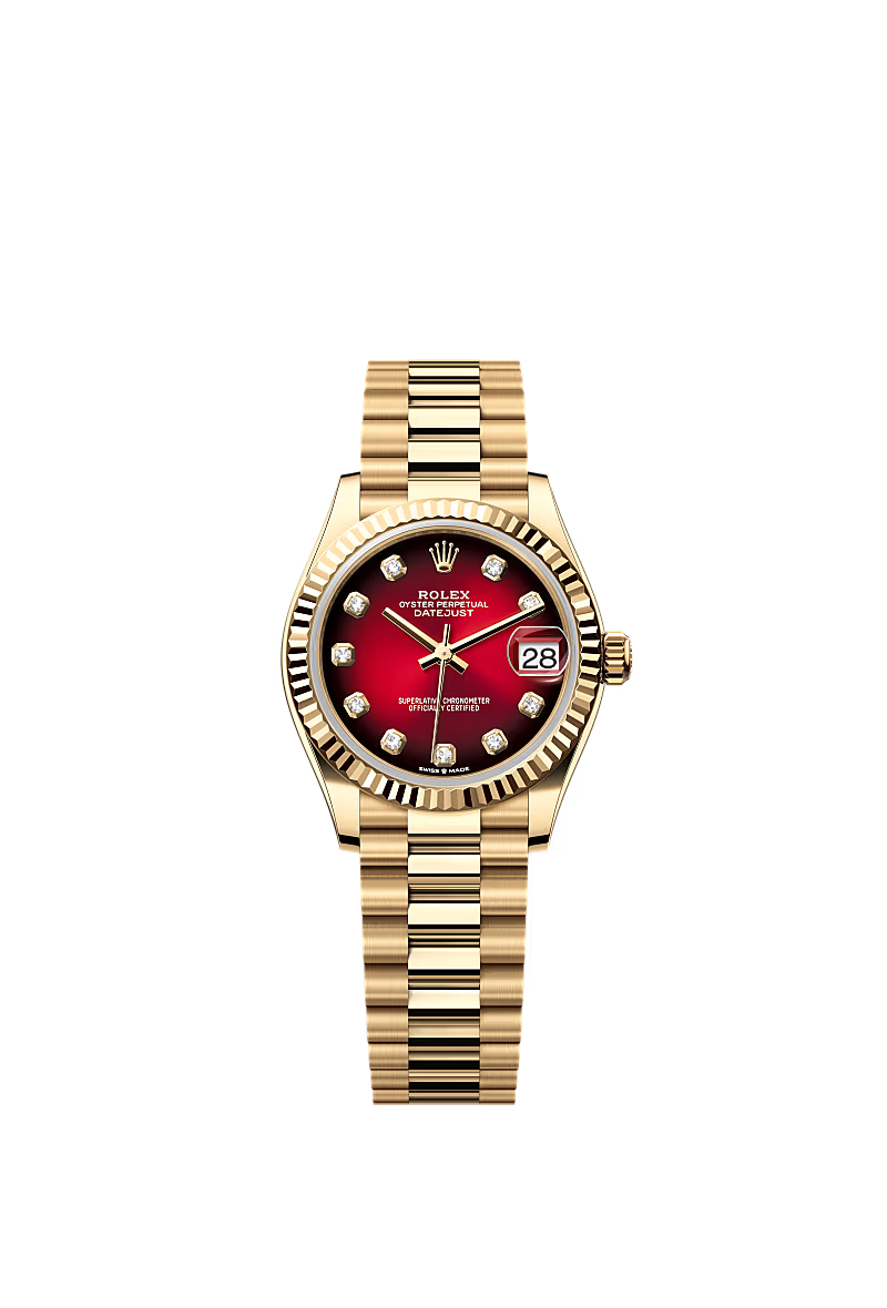 Women’s Rolex Datejust 31 278278 – Red Ombré Diamond Dial, Yellow Gold