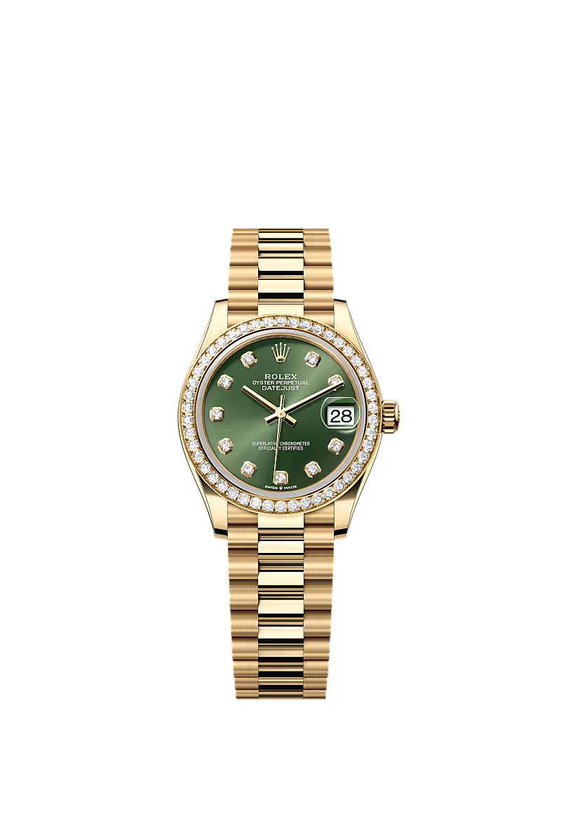 Women’s Rolex Datejust 31 278288RBR – Olive Green Diamond Dial, Yellow Gold