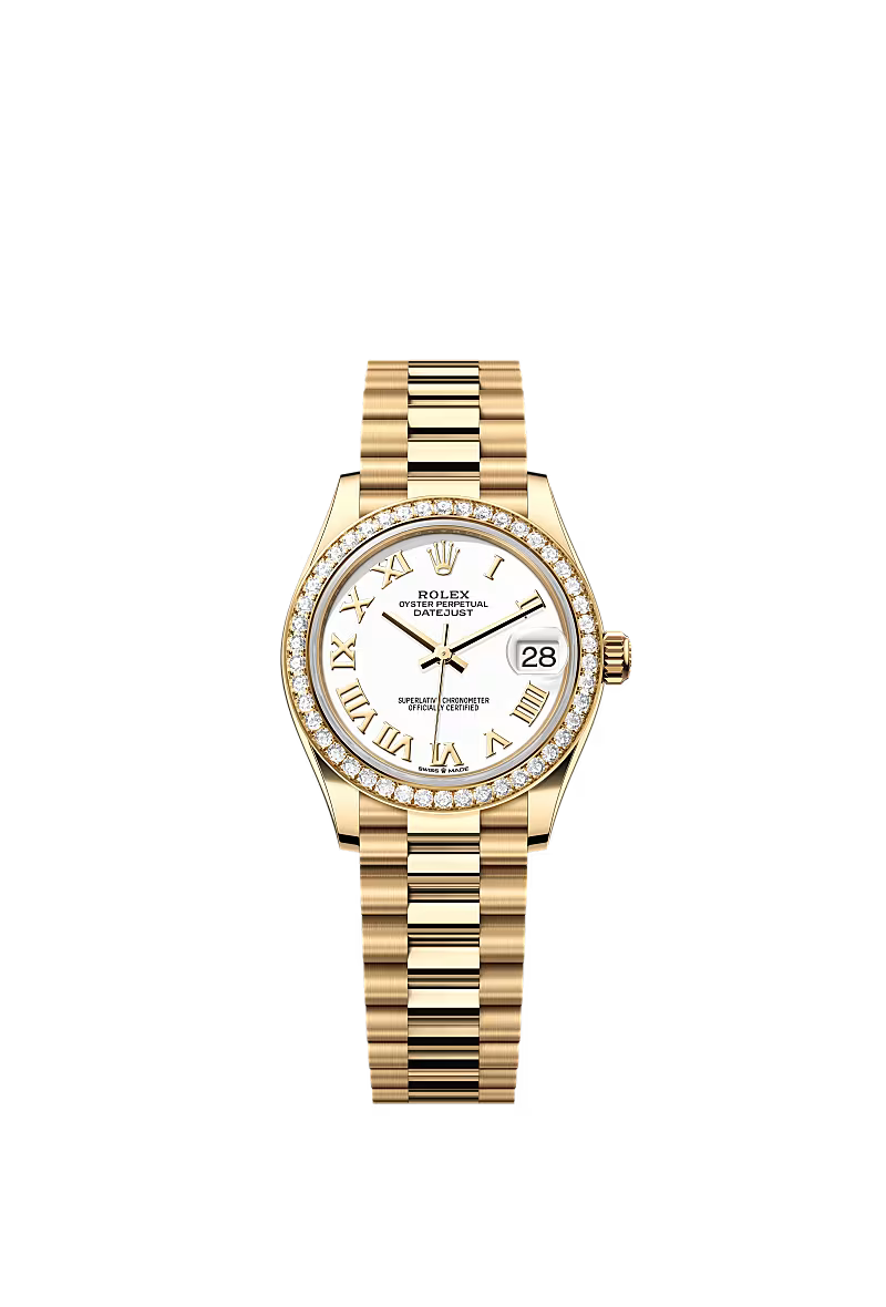Women’s Rolex Datejust 31 278288RBR – White Diamond Dial, Yellow Gold