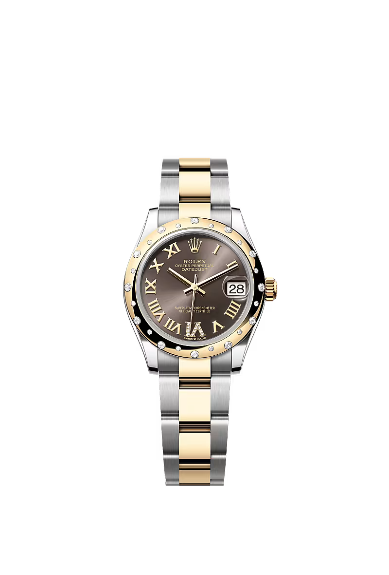 Women’s Rolex Datejust 31 Ref. 278343RBR – Yellow Rolesor, Dark Grey Diamond Dial (Large VI), Oyster Bracelet