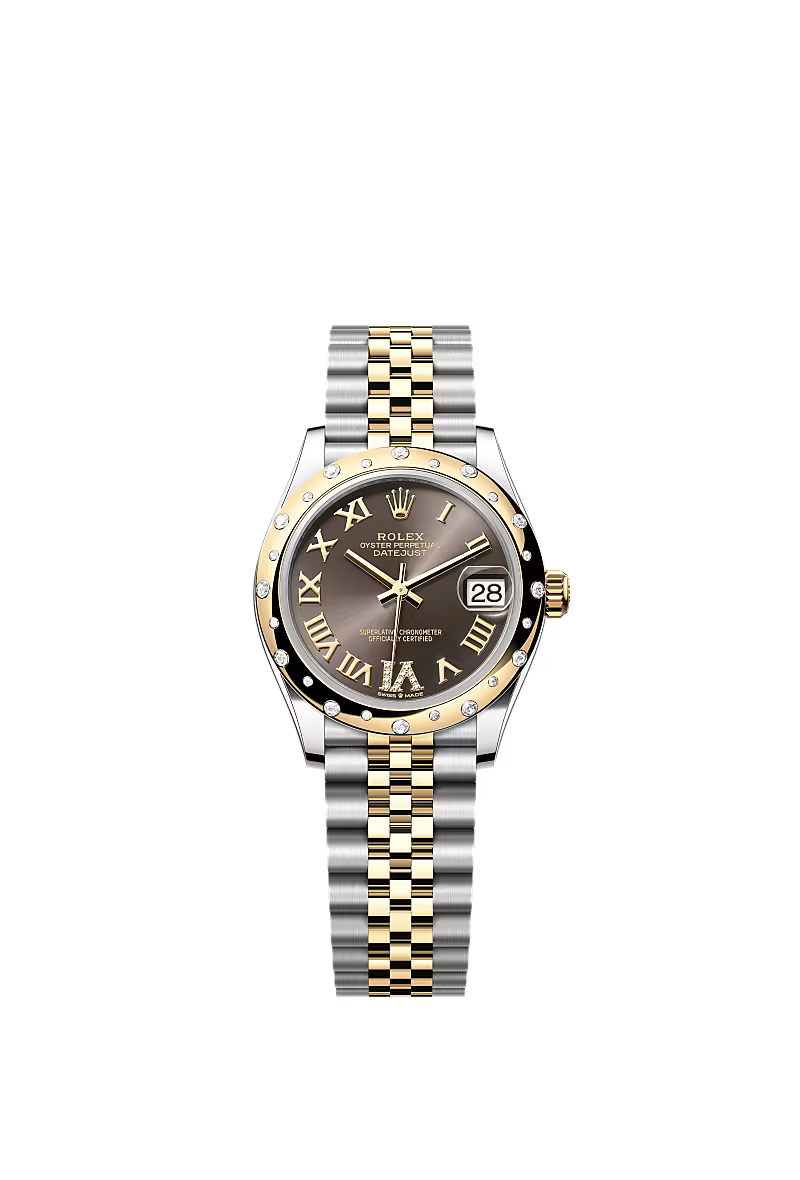 Women’s Rolex Datejust 31 Ref. 278343RBR – Yellow Rolesor, Dark Grey Diamond Dial (Large VI), Jubilee Bracelet