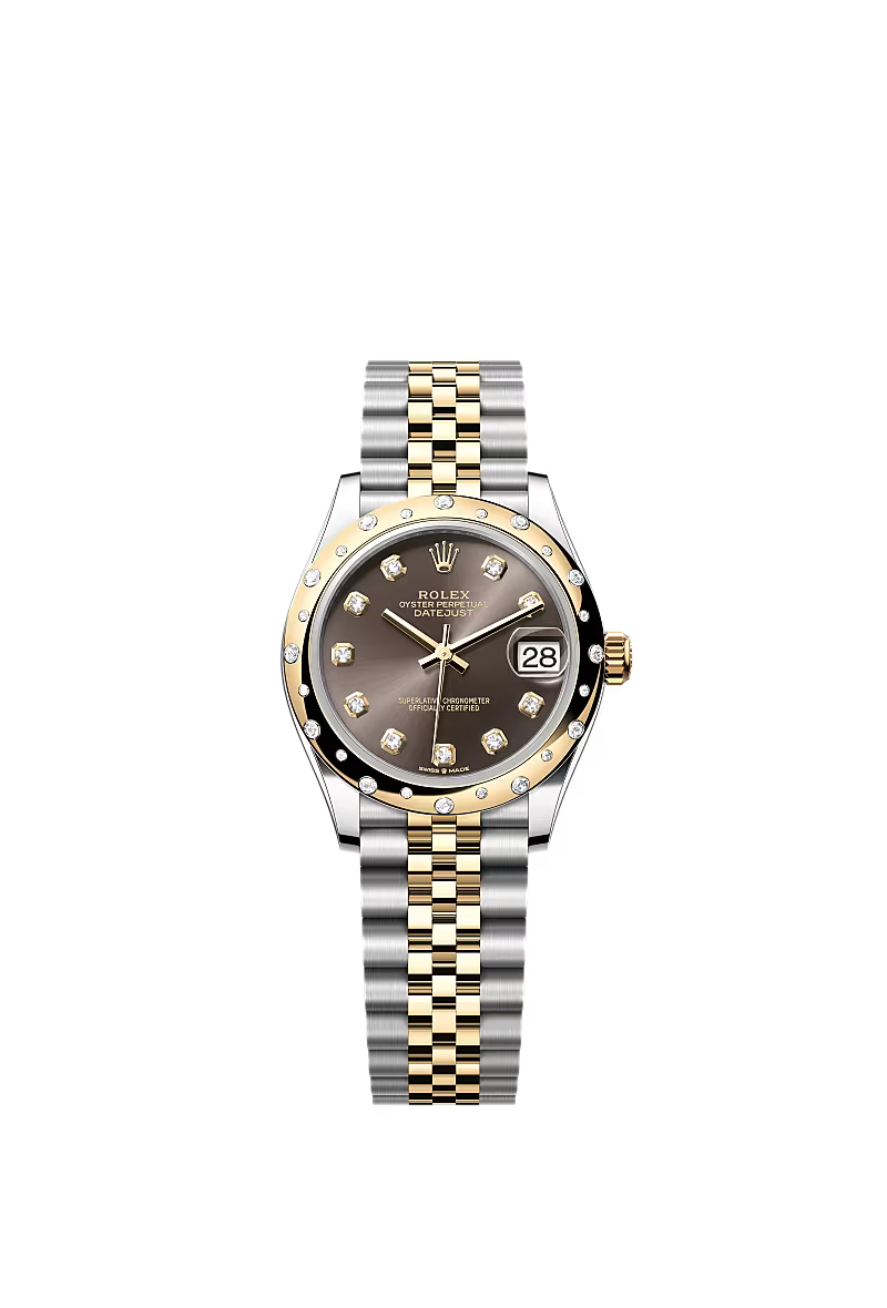 Women’s Rolex Datejust 31 Ref. 278343RBR – Yellow Rolesor, Dark Grey Diamond Dial, Jubilee Bracelet