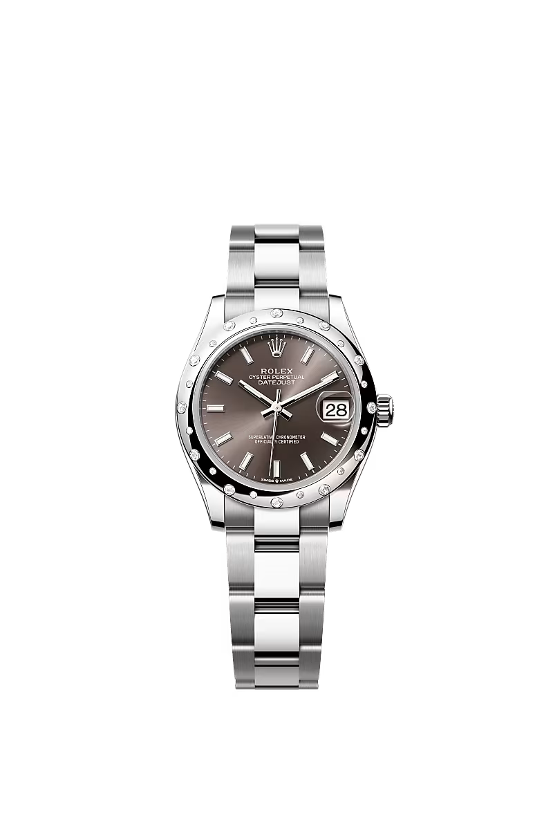 Women’s Rolex Datejust 31 Oystersteel & White Gold Automatic Watch – Dark Grey Dial with Diamond Bezel - Zeuskicks