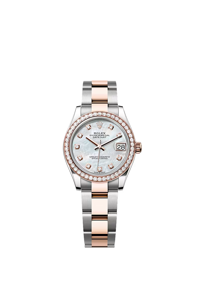 Women’s Rolex Datejust 31 278381RBR Oystersteel & Everose Gold Diamond Watch – White Mother-of-Pearl Dial