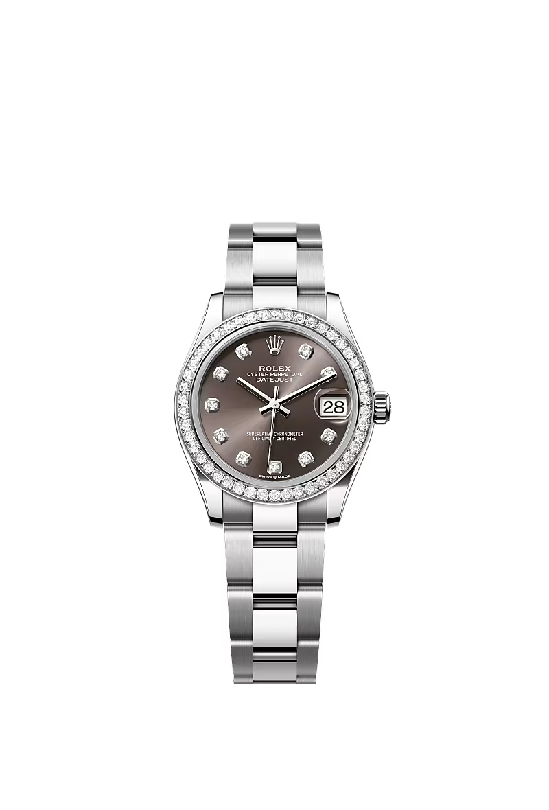 Women’s Rolex Datejust 31 278384RBR Oystersteel & White Gold Diamond Watch – Dark Grey Dial - Zeuskicks