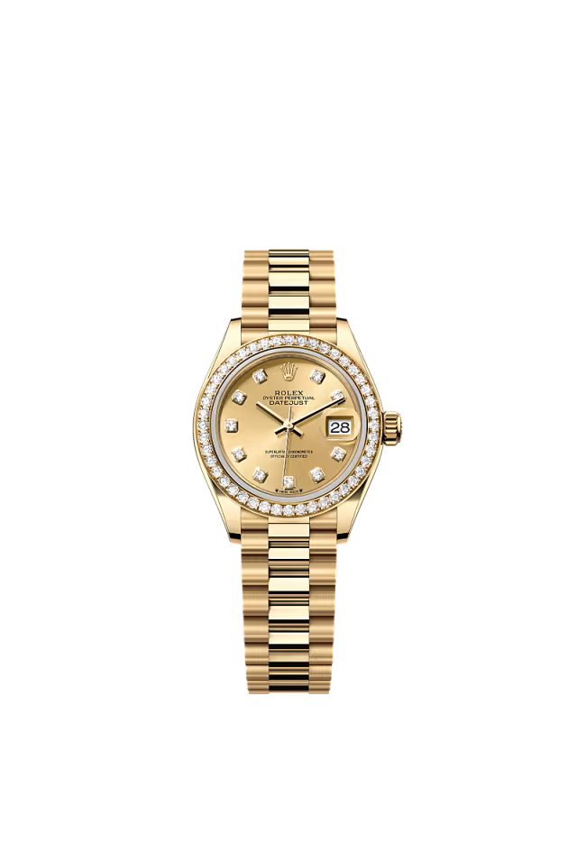 Women’s Rolex Lady-Datejust 279138RBR 18 kt Yellow Gold Diamond Bezel Champagne Dial - Zeuskicks
