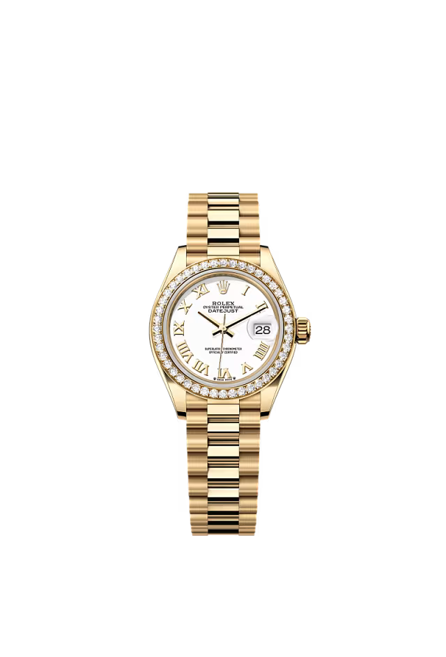 Women’s Rolex Lady-Datejust 279138RBR 18 kt Yellow Gold Diamond Bezel White Dial - Zeuskicks