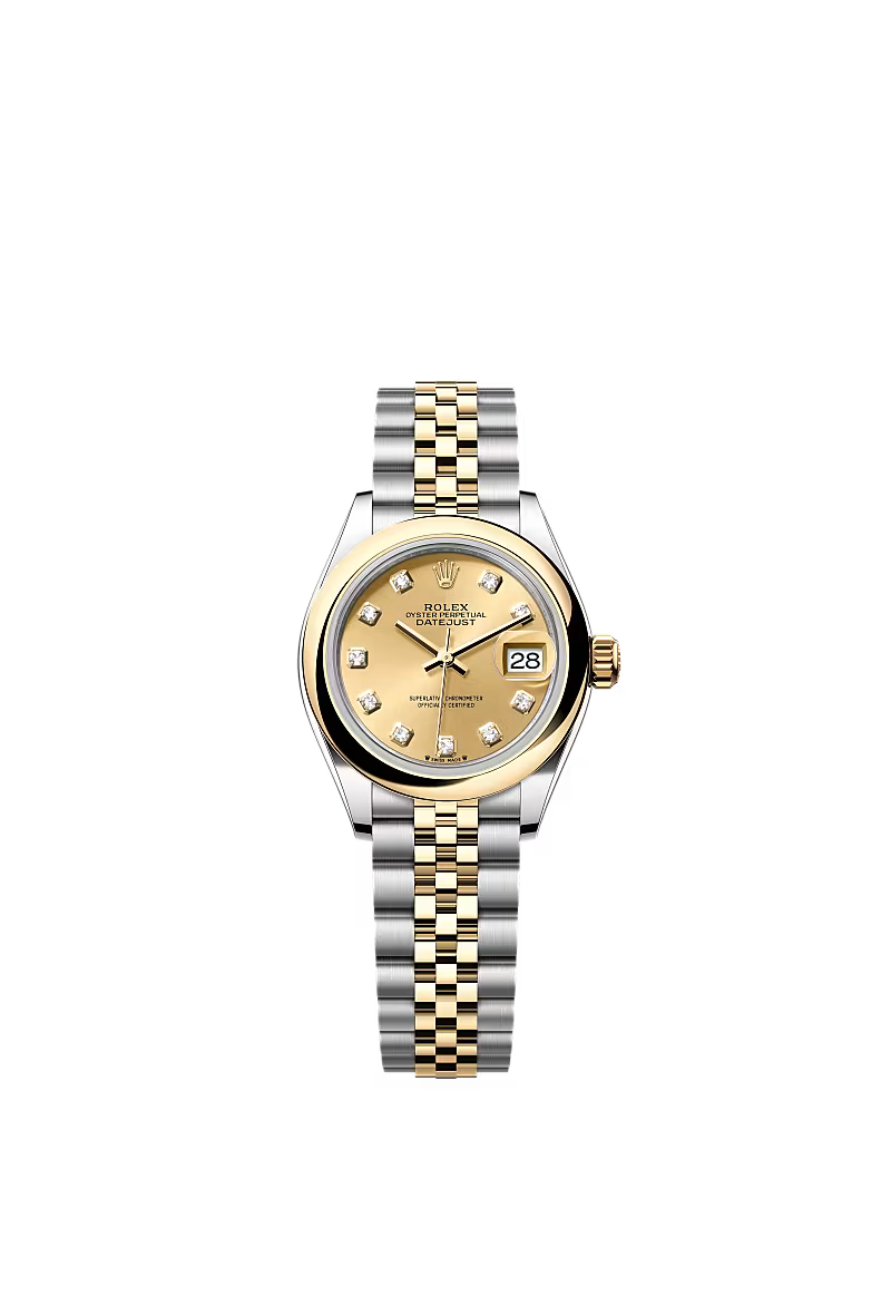 Women’s Rolex Lady-Datejust 279163 28mm Yellow Rolesor Champagne Dial Diamond-Set Watch - Zeuskicks