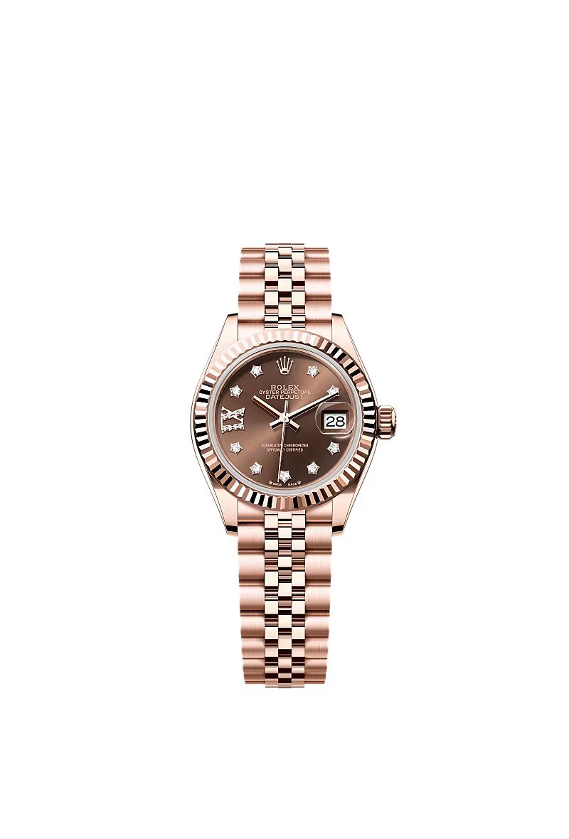 Women’s Rolex Lady-Datejust 28 mm Everose Gold – Chocolate Diamond Dial with Jubilee Bracelet, Reference 279175 - Zeuskicks