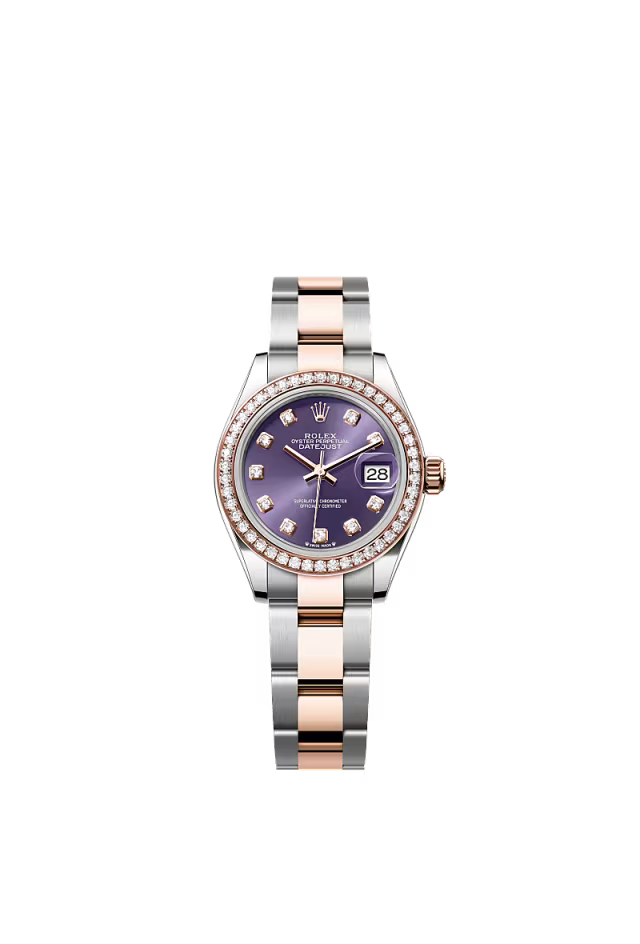 Women’s Rolex Lady-Datejust 279381RBR 28mm Oystersteel & Everose Gold with Diamonds Aubergine Dial - Zeuskicks