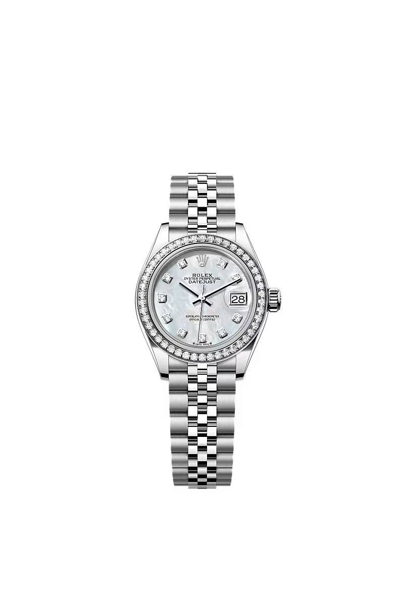 Women’s Rolex Lady-Datejust 279384RBR 28mm White Rolesor Mother-of-Pearl Diamond Watch - Zeuskicks