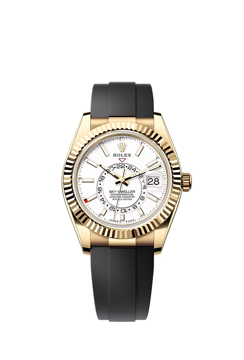 Men’s Rolex Sky-Dweller 42 mm Oysterflex 18 kt Watch – Intense White Dial (Reference 336238) - Zeuskicks