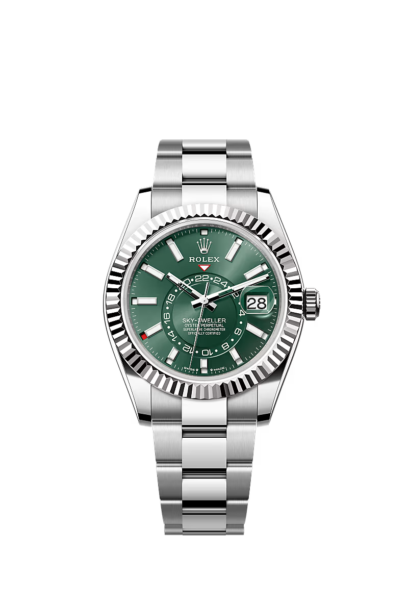 Men’s Rolex Sky-Dweller 42 mm Oystersteel Watch – Mint Green Dial (Reference 336934) - Zeuskicks