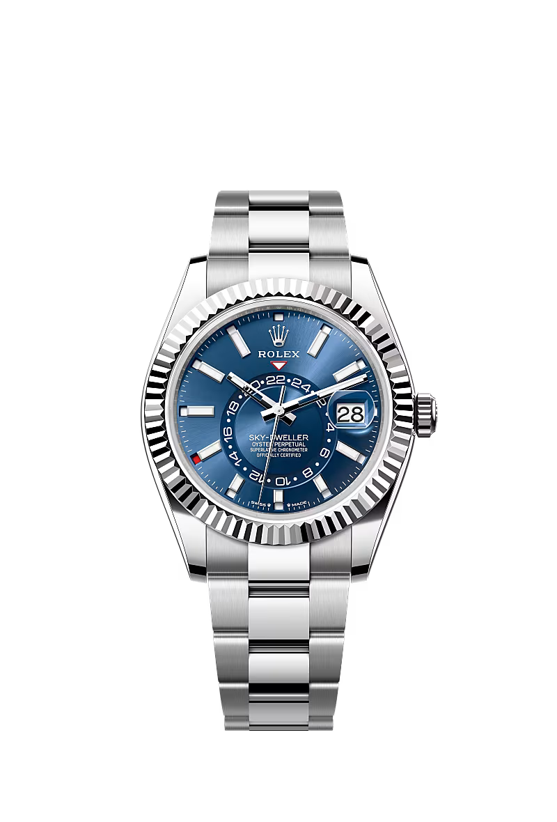 Men’s Rolex Sky-Dweller 42 mm White Gold Watch – Bright Blue Dial (Reference 336934) - Zeuskicks
