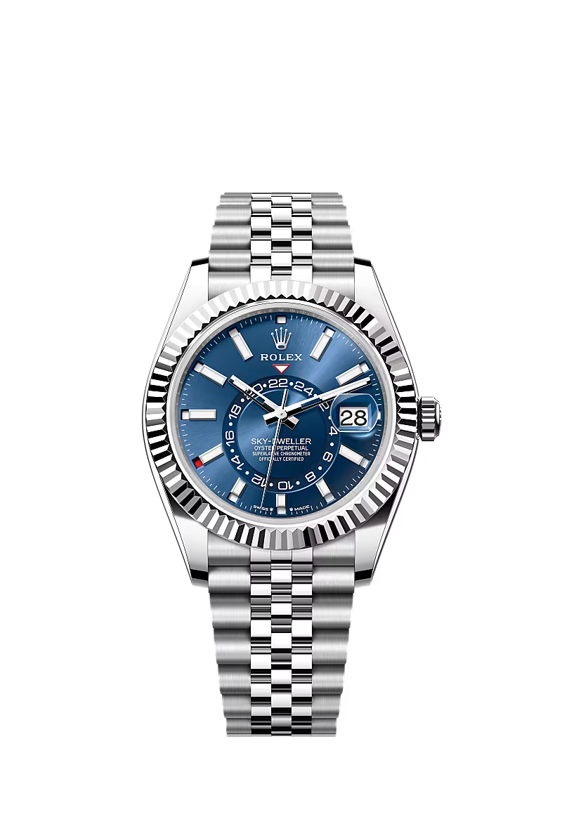 Men’s Rolex Sky-Dweller 42 mm Oystersteel Watch – Bright Blue Dial (Reference 336934) - Zeuskicks