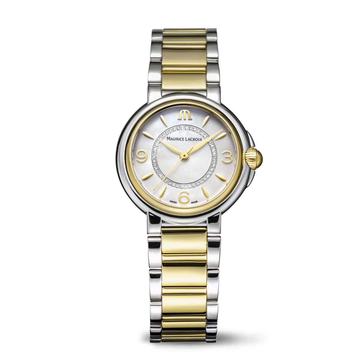 Maurice Lacroix FIABA FA1104-SSY13-B20-1 two-tone watch with mother-of-pearl diamond dial
