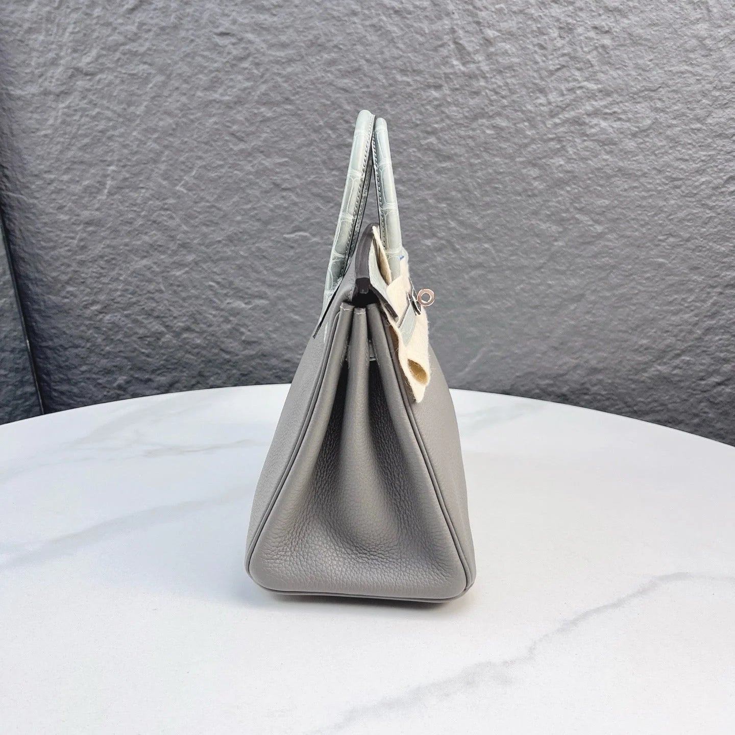 Hermès Birkin 25 Touch – Gris Meyer/Ciment {Togo & Alligator Mat}
