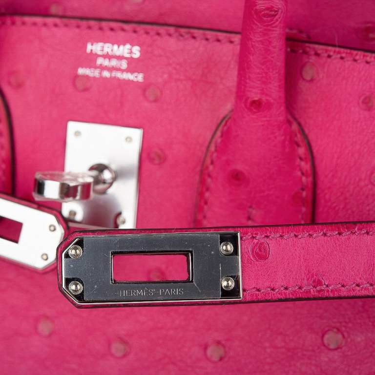 Hermès Birkin 25 Rose Tyrien Ostrich Palladium Hardware
