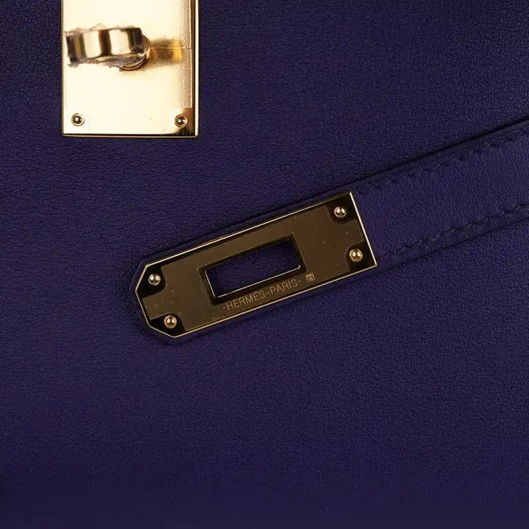 Hermès Kelly Cut Bag in Blue Encre Swift Leather with Gold Hardware