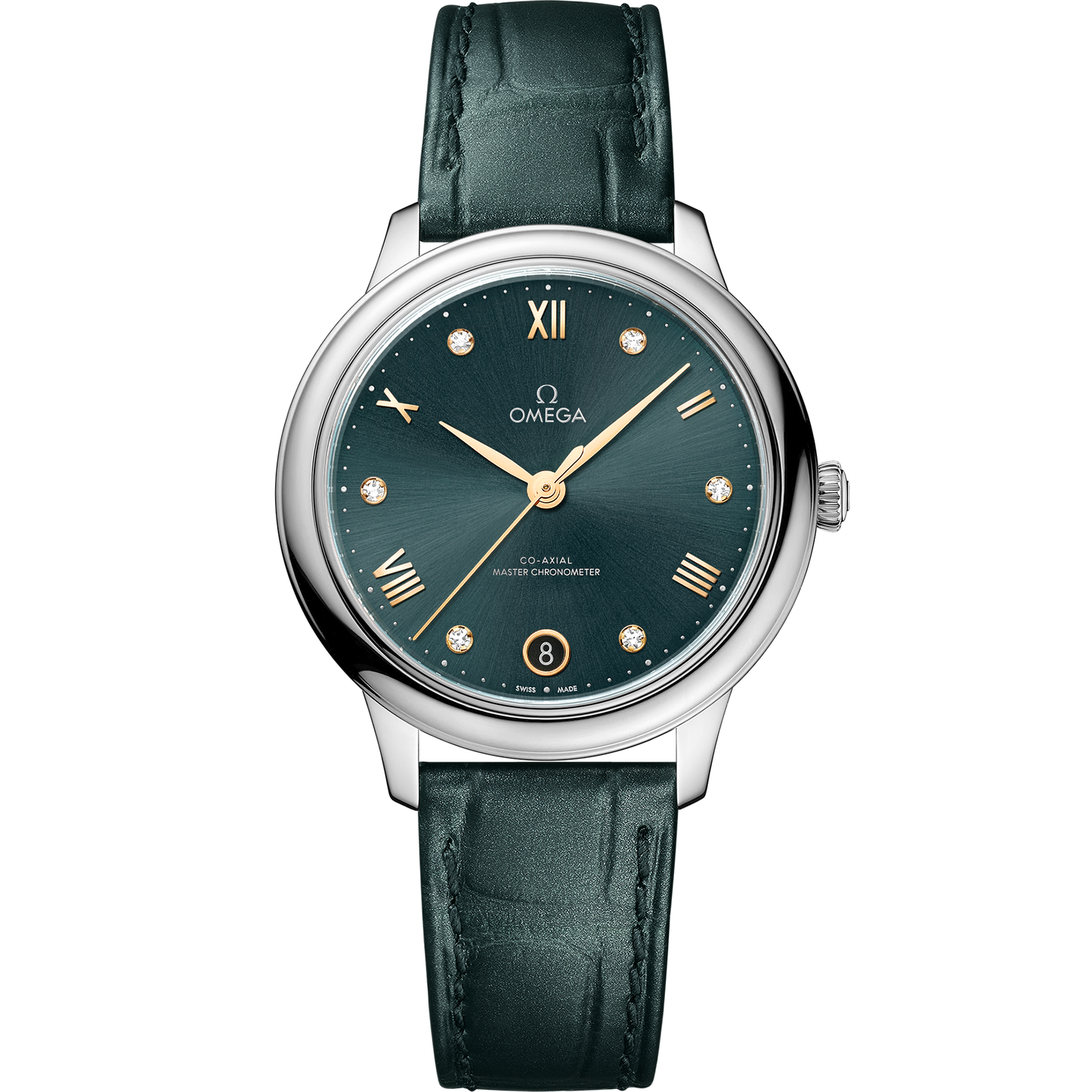 De Ville Prestige 34 mm, steel on leather strap - 434.13.34.20.60.001