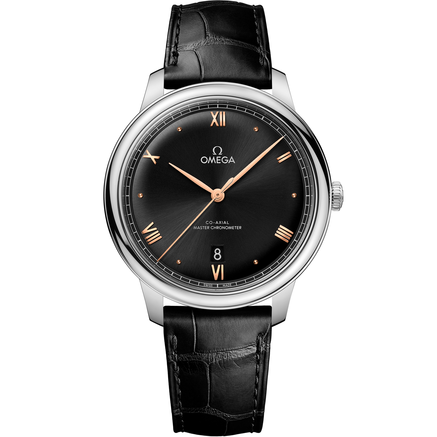 De Ville Prestige 40 mm, steel on leather strap - 434.13.40.20.01.001