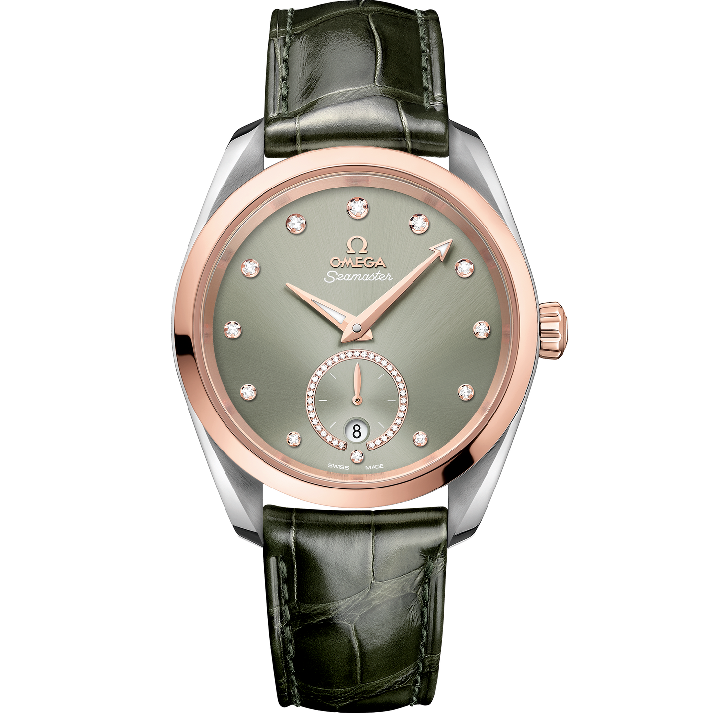 Seamaster Aqua Terra 150M 38 mm, steel - Sedna™ gold on leather strap - 220.23.38.20.60.001