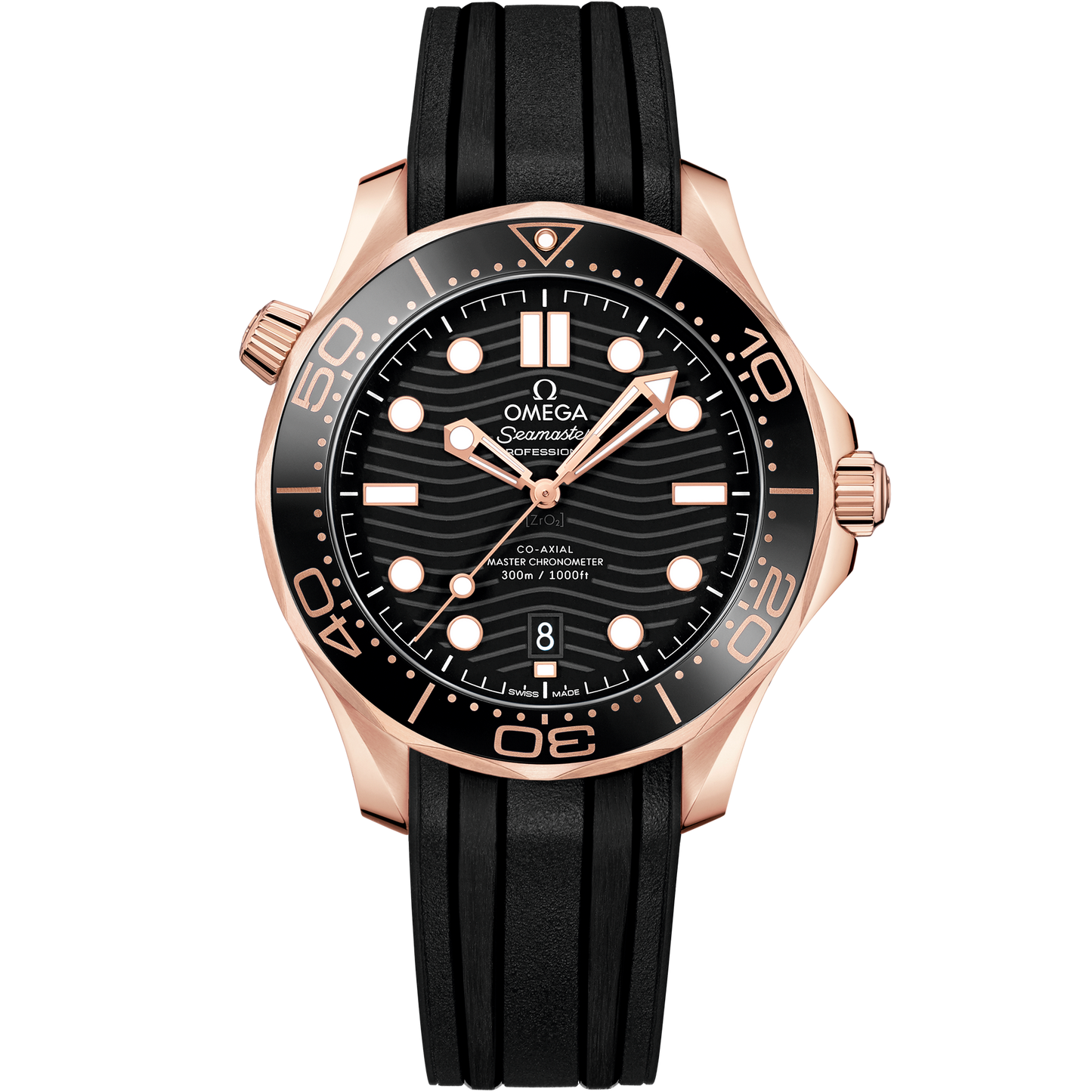 Seamaster Diver 300M 42 mm, Sedna™ gold on rubber strap - 210.62.42.20.01.002