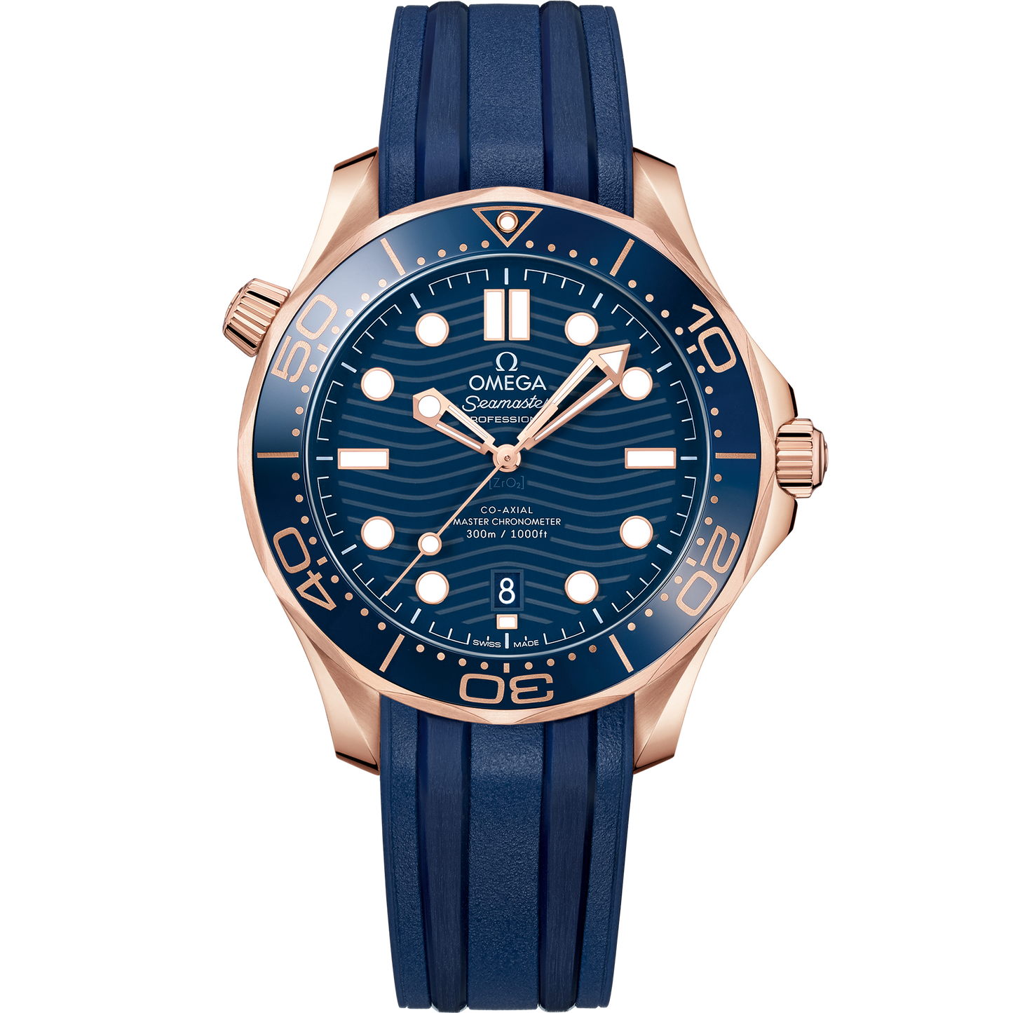 Seamaster Diver 300M 42 mm, Sedna™ gold on rubber strap - 210.62.42.20.03.001