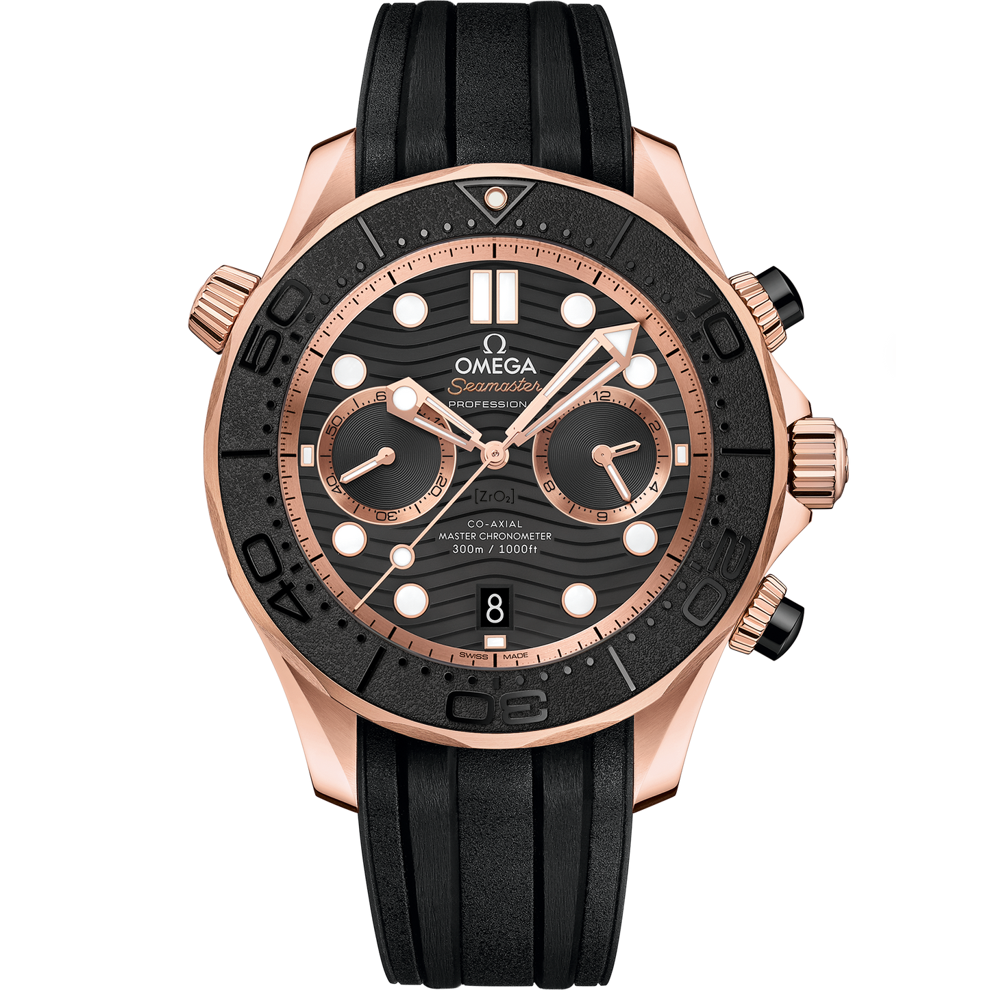 Seamaster Diver 300M 44 mm, Sedna™ gold on rubber strap - 210.62.44.51.01.001