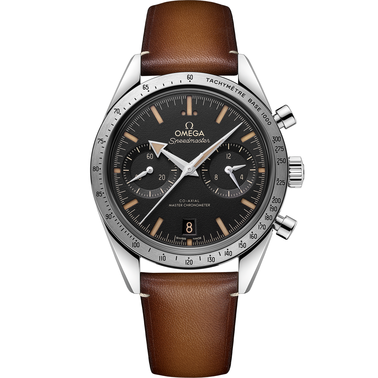 Speedmaster '57 40.5 mm, steel on leather strap - 332.12.41.51.01.001