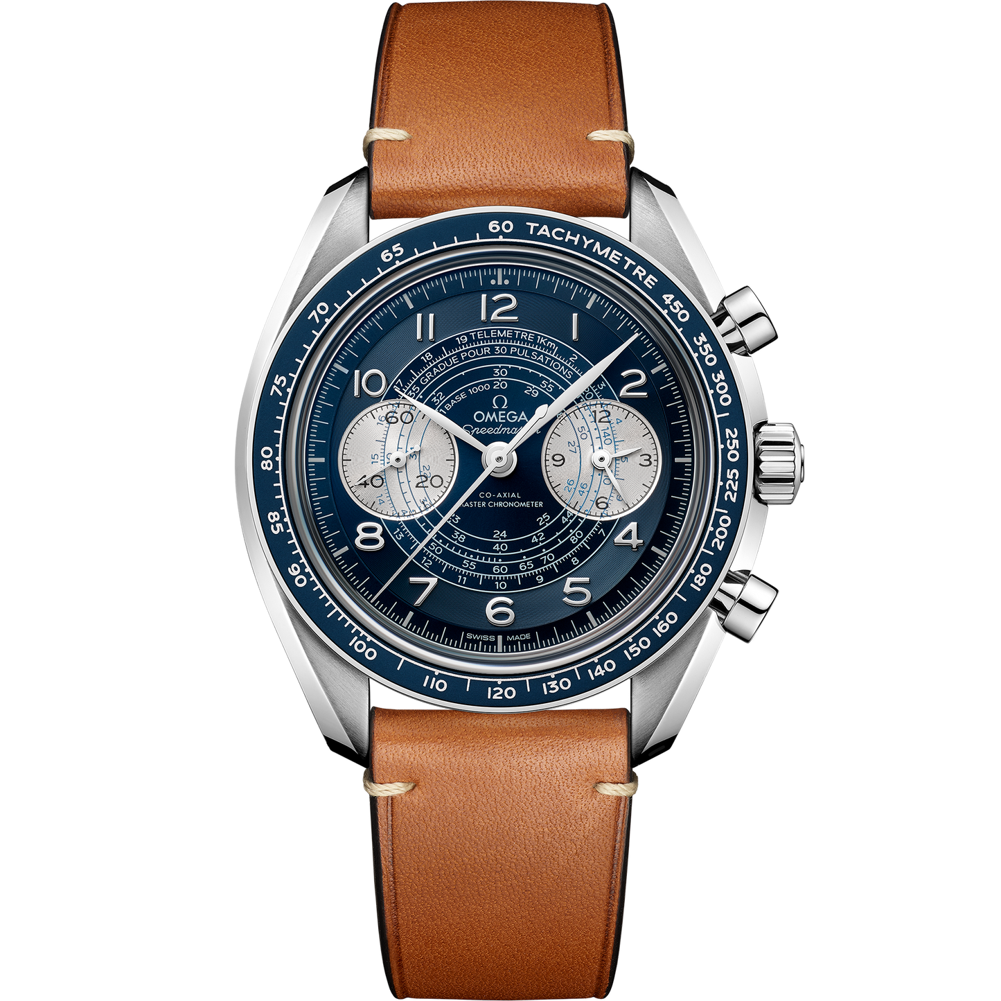 Speedmaster Chronoscope 43 mm, steel on leather strap - 329.32.43.51.03.001