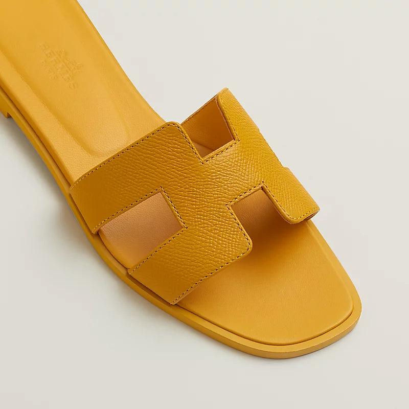 Hermès Oran Sandals – Topaz Yellow Epsom Calfskin - Zeuskicks