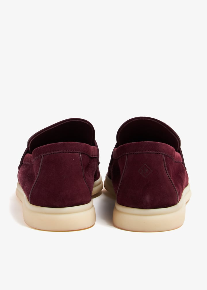 Loro Piana Summer Charms Walk Loafers – Burgundy Suede Edition