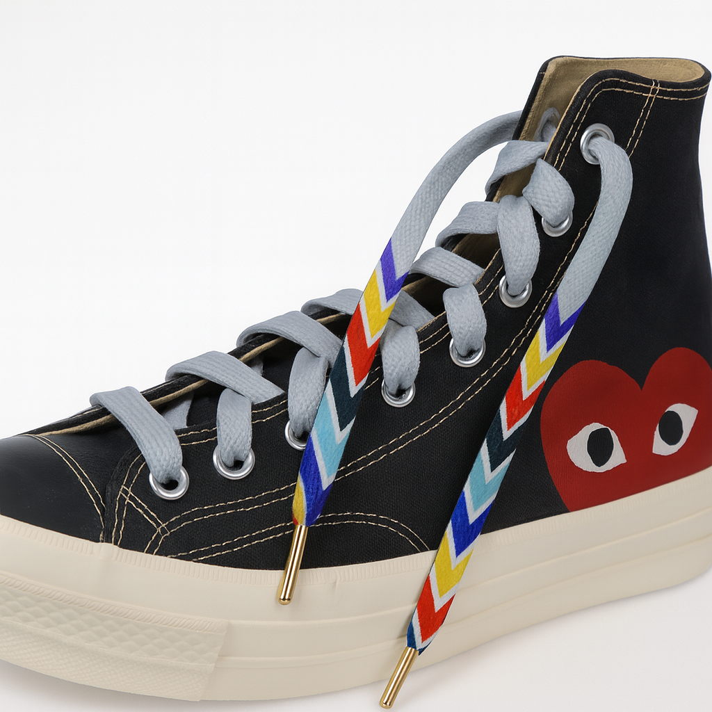 Reggae Vibes Zigzag Gradient Shoelaces | Red - Yellow - Blue - Black | Premium Gradient Flat Sneaker Laces by KNOTTY by KNOTTY