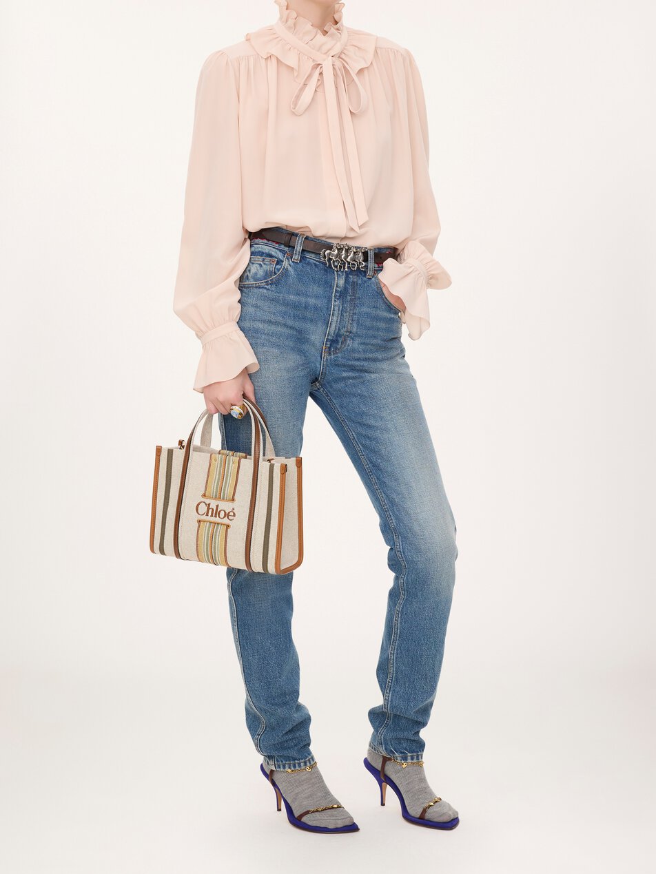 CHLOE Small Woody Loop tote bag in canvas Pure Brown by CHLOE