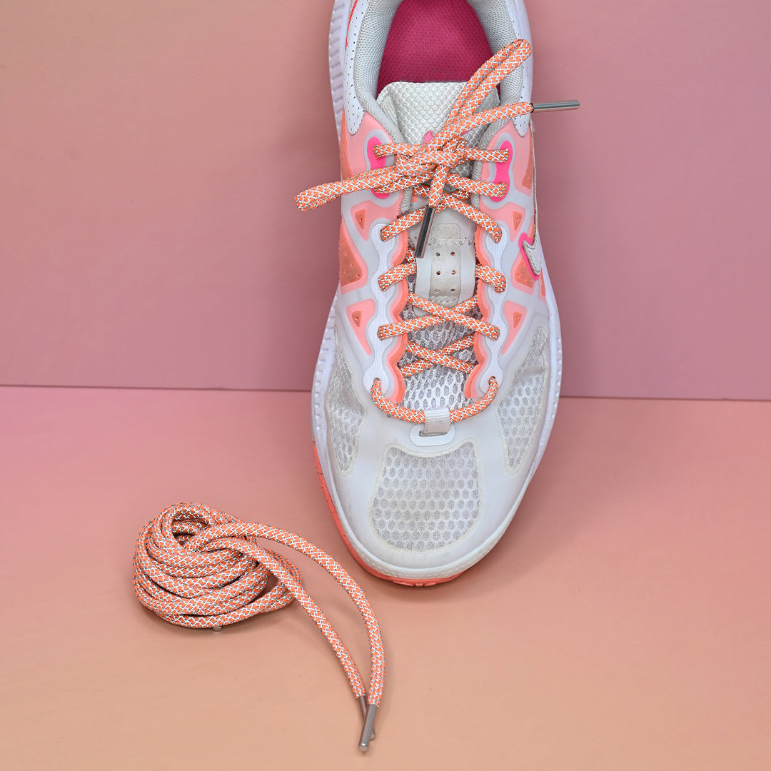 Tangerine Orange Reflective Shoelaces | Yeezy Laces, Nike Laces By KNOTTY by KNOTTY