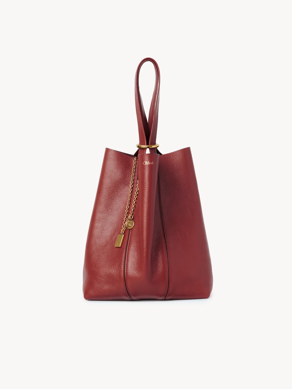 CHLOE Spin tote bag in grained leather Brunet Pink by CHLOE