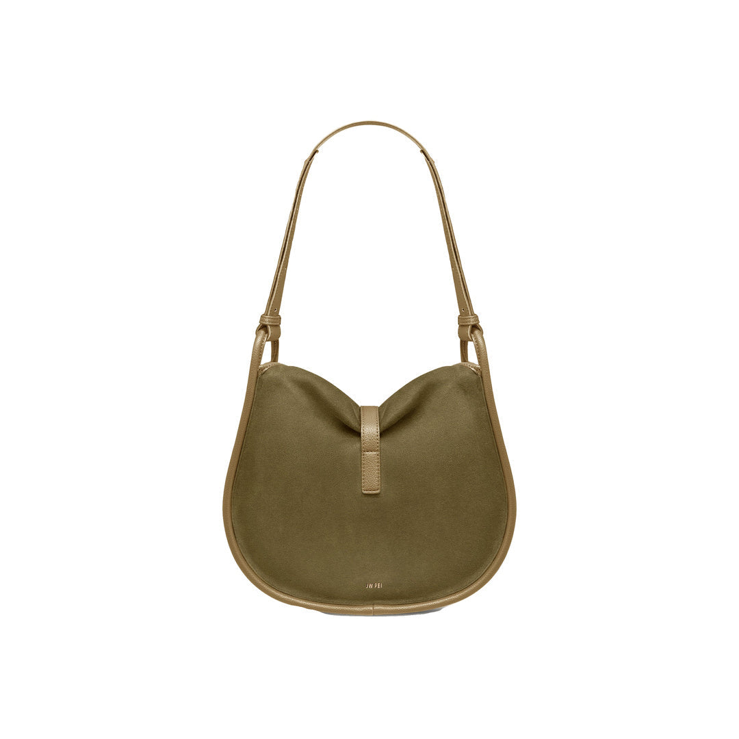 JW PEI Arla Small Faux Suede Hobo Bag - Olive Green by JW PEI