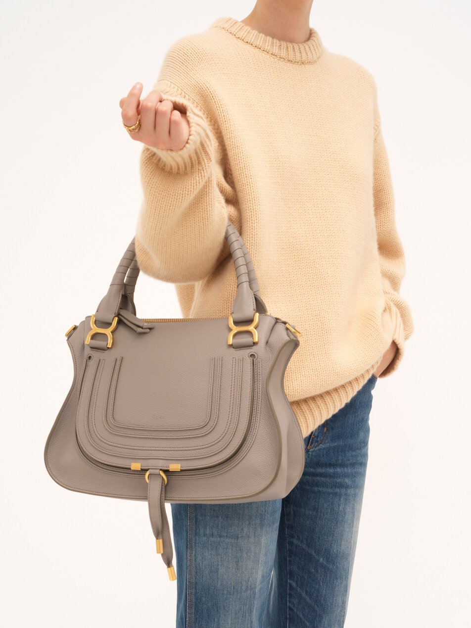 CHLOE Marcie bag in grained leather Cashmere Grey by CHLOE